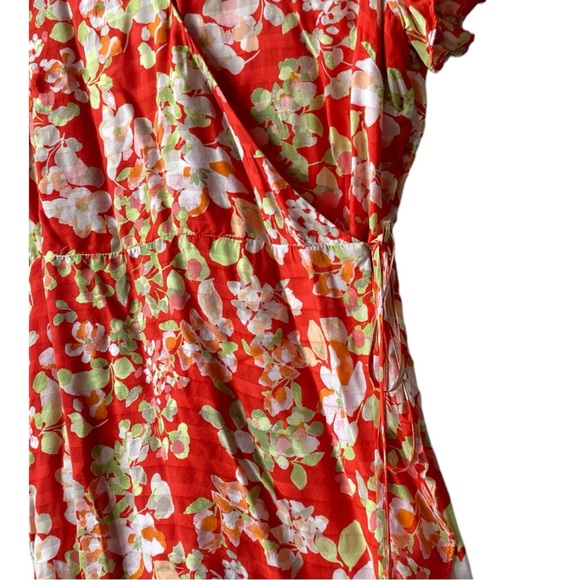 J.Jill Red Floral Wrap Mini Short Sleeve dress size S - Picture 16 of 16